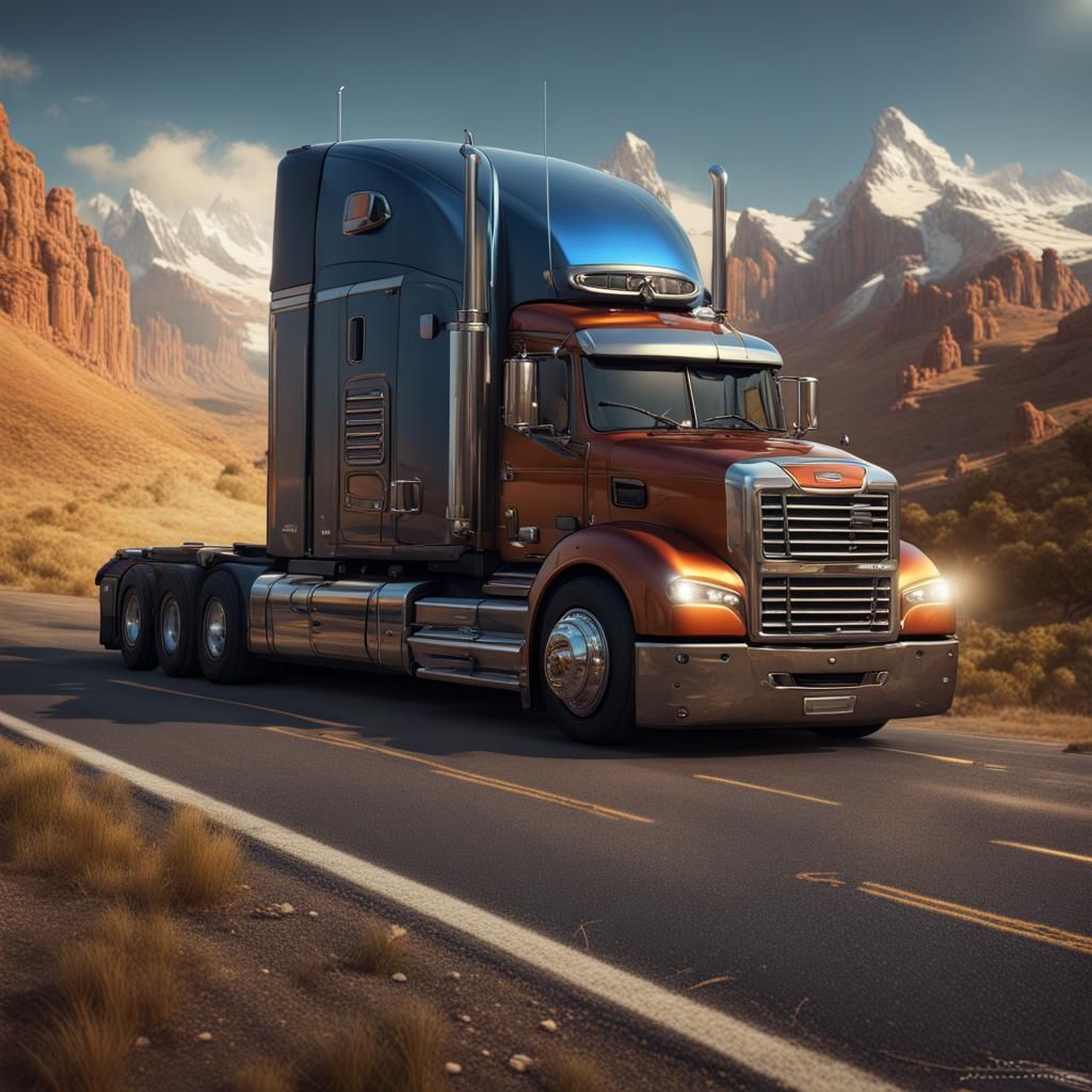 Happy Truck Driver in Detailed Matte Painting