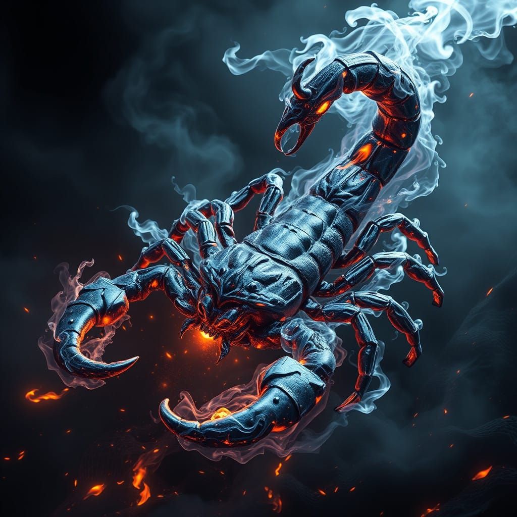 Scorpio Zodiac Sign Embodied in Fiery Flames
