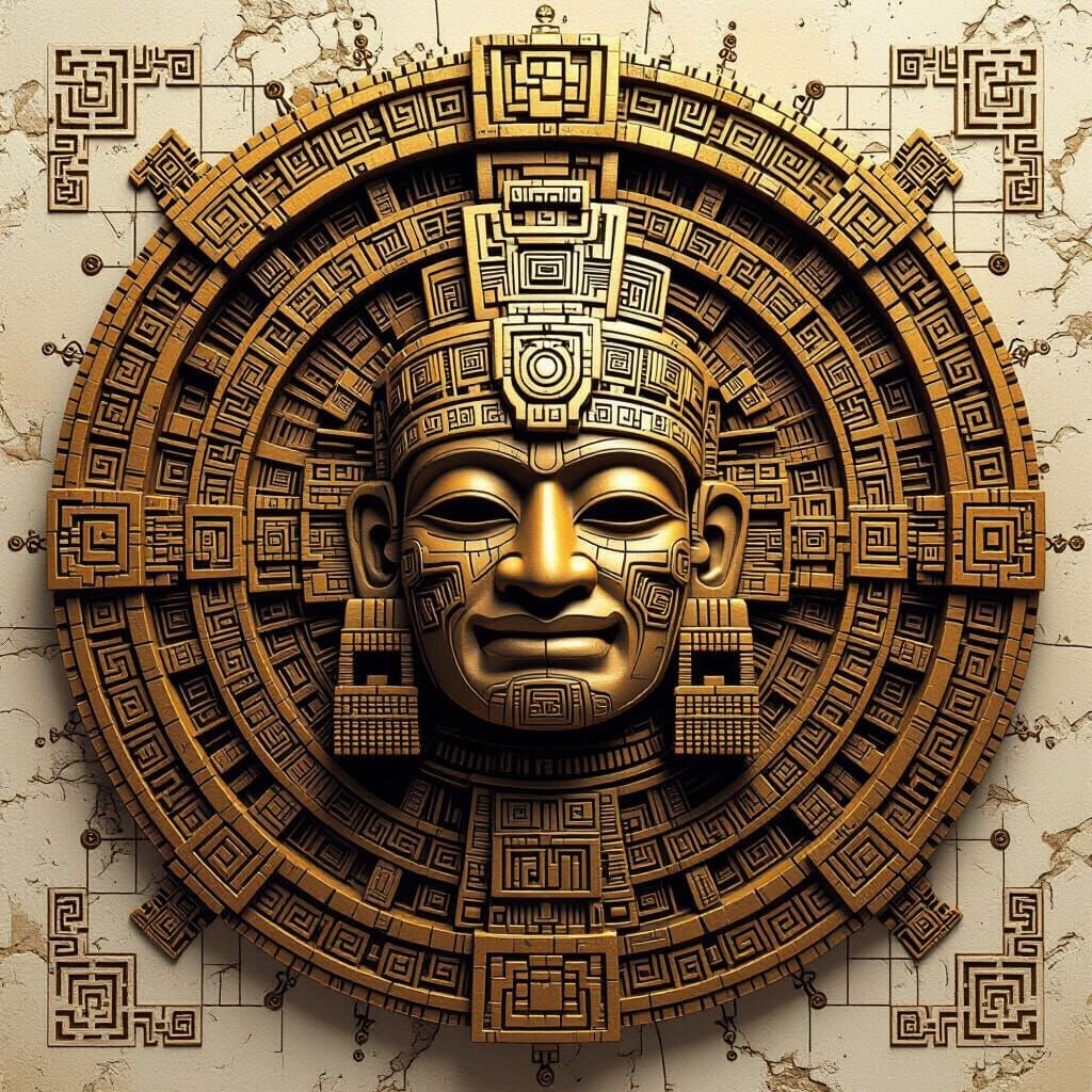 Mayan Calendar with Fibonacci Sequence, Digital Art