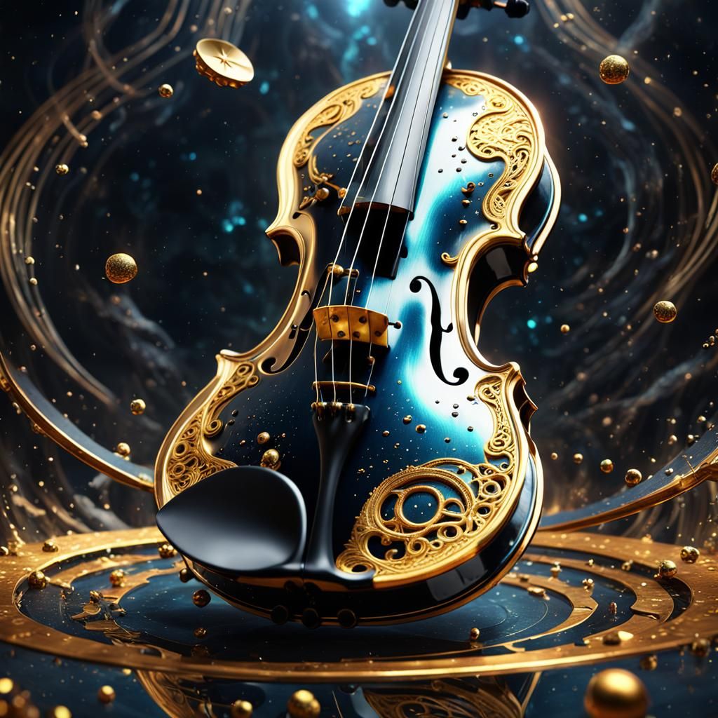 Cosmic Violin in Black and Gold