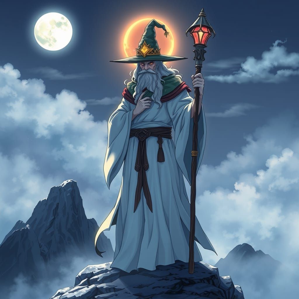 Ancient Sage Jiraiya Illuminates Misty Mountain Peak
