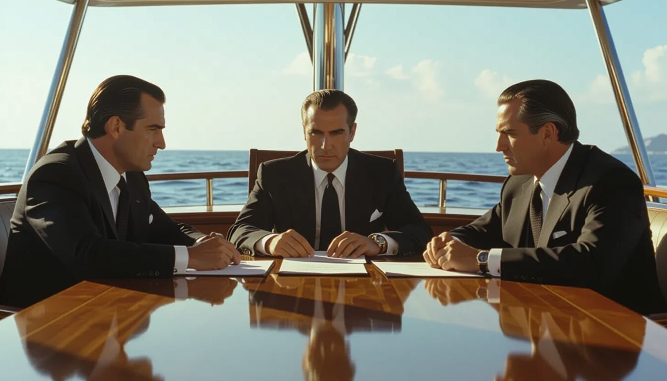 Corleone Family Business Meeting on Yacht Deck