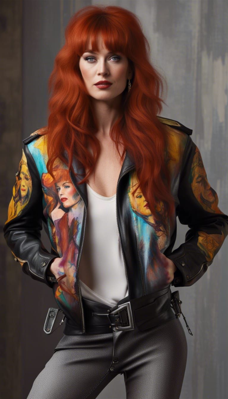 Peggy Bundy Portrait on a Custom Biker Jacket