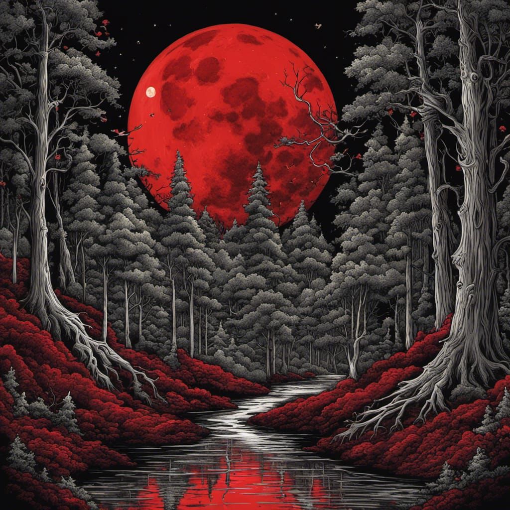 Gothic Horror Forest in Tim Burton Style