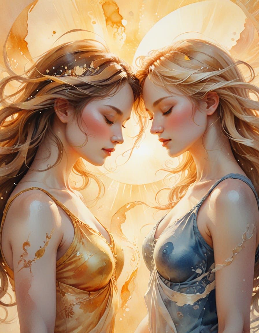 Yin Yang of Women in Watercolor