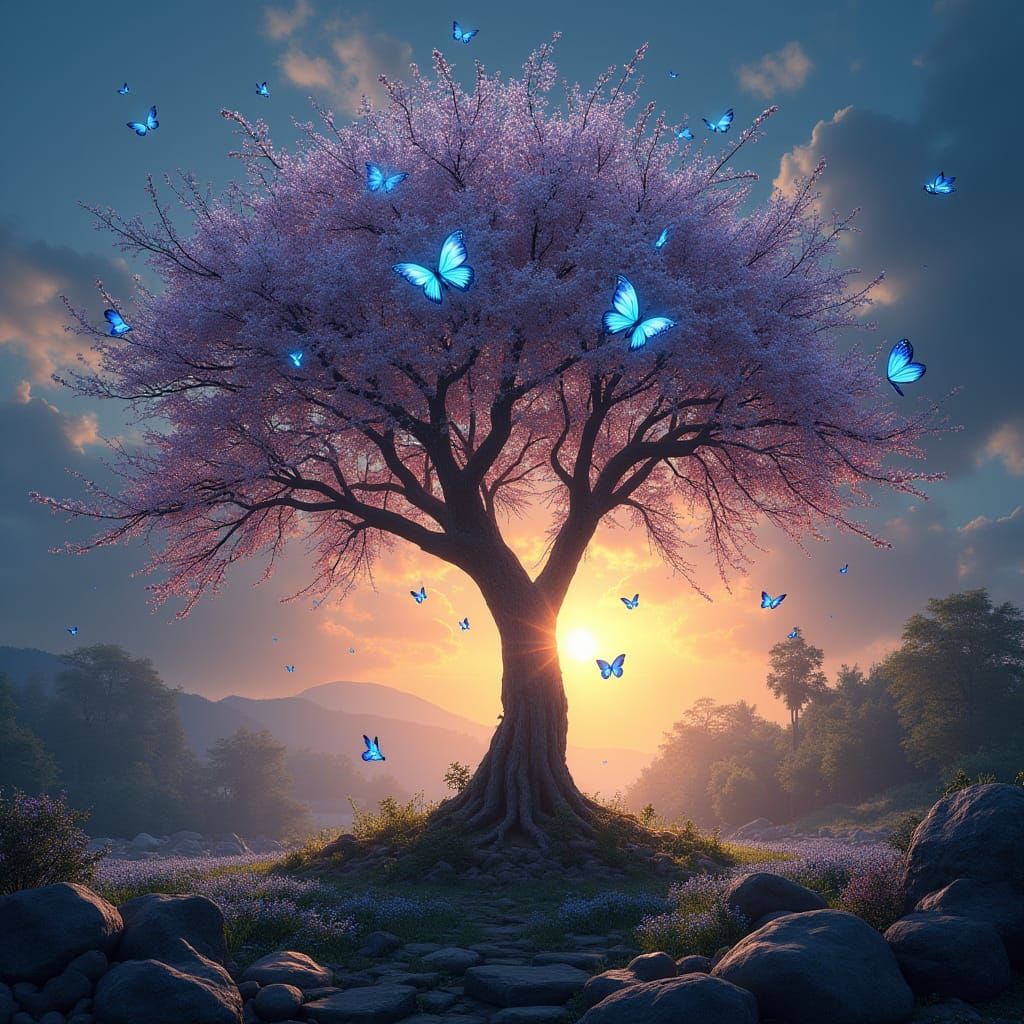 Vibrant Tree of Life in a Stunning, Sunlit Paradise