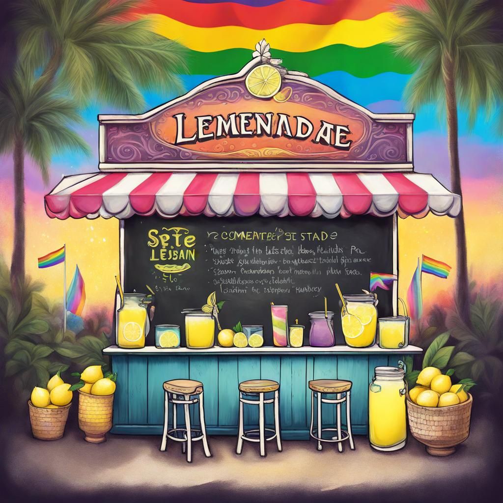 Rainbow Lemonade Stand Logo: Detailed Matte Painting