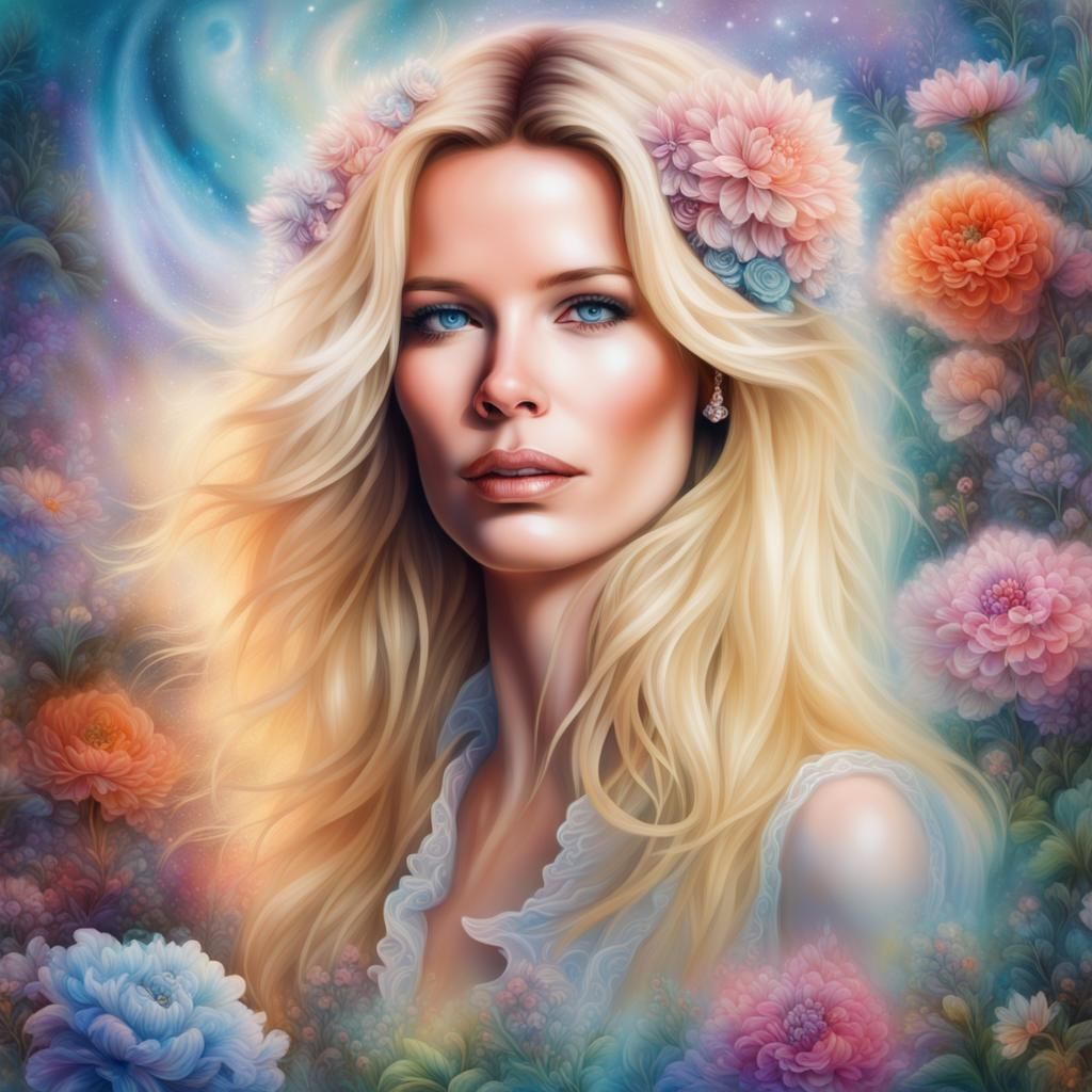 Claudia Schiffer Portrait in Ethereal Fantasy Style