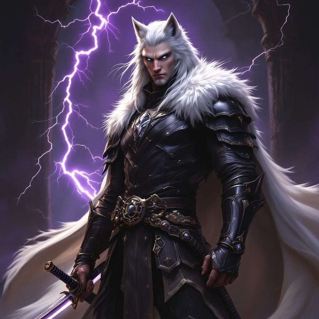 Wolf Demi-Human Warrior in Dark Fantasy Style