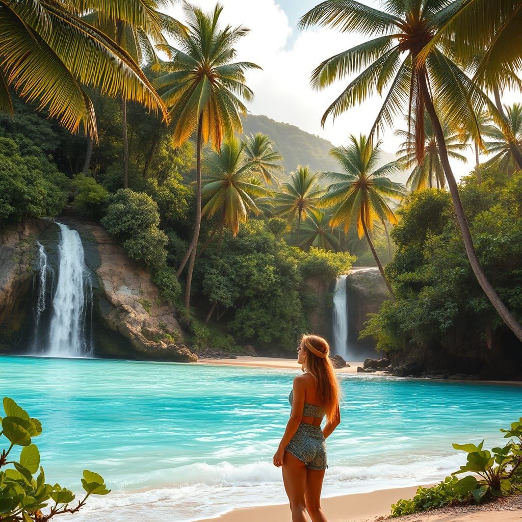 Hawaiian Rainforest Merges with Tropical Beach