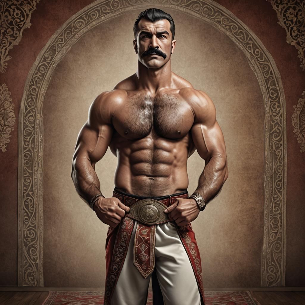 Turkish Wrestler in Ottoman-Inspired Regalia