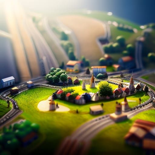 Tilt-Shift Photo of Miniature French Village