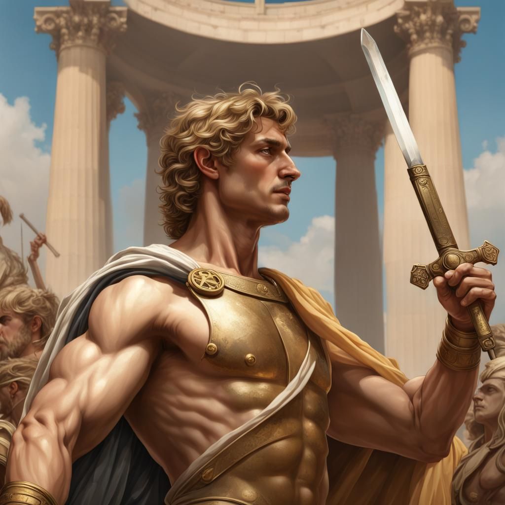 Alexander the Great in Ancient Greece, Hyperrealistic Portra...