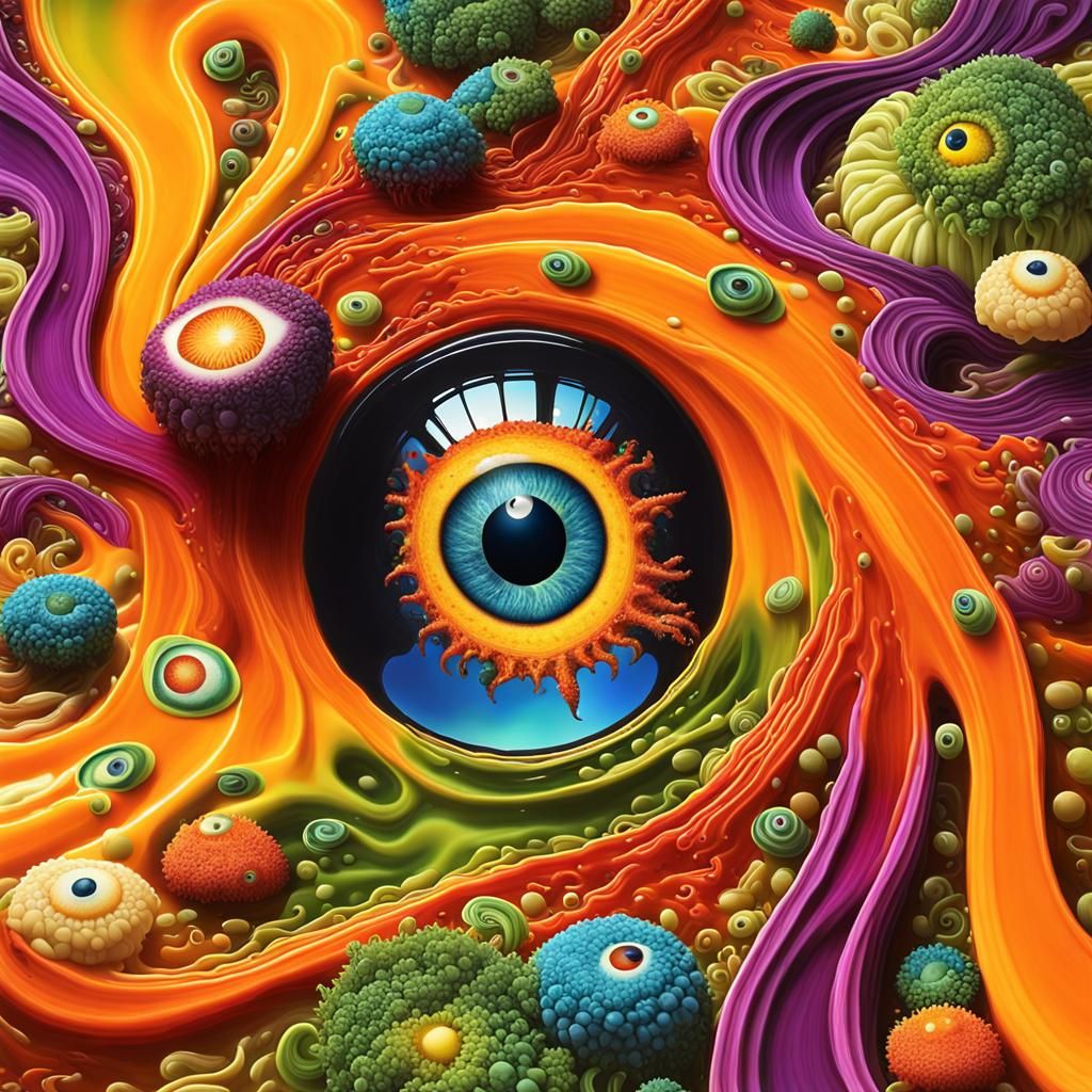 Eye Swimming in Colorful Vegetable Soup: Fractal Art