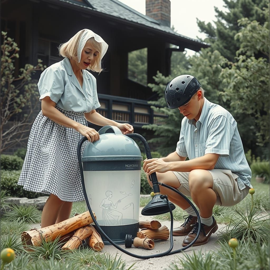 Ethereal Figures in Forest Linocut