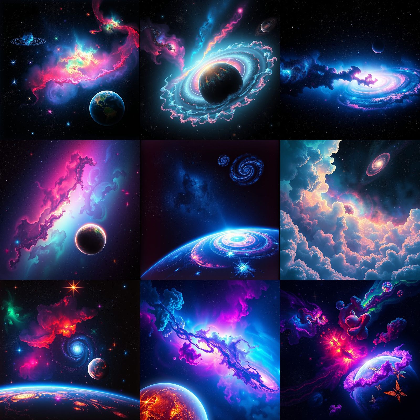 Vibrant Fluorescent Colors in Deep Space