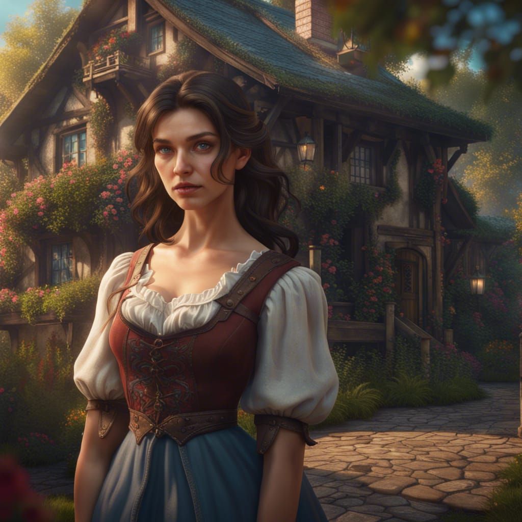 Beautiful Brunette Girl in Cottagecore Style