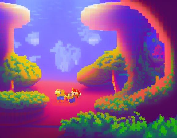 Pixel Art Magical Animal Forest World
