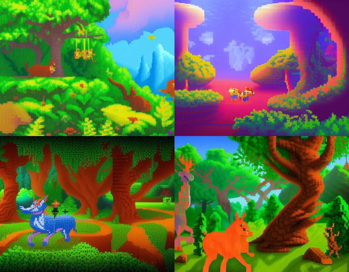 Pixel Art: Magical Animal Forest World