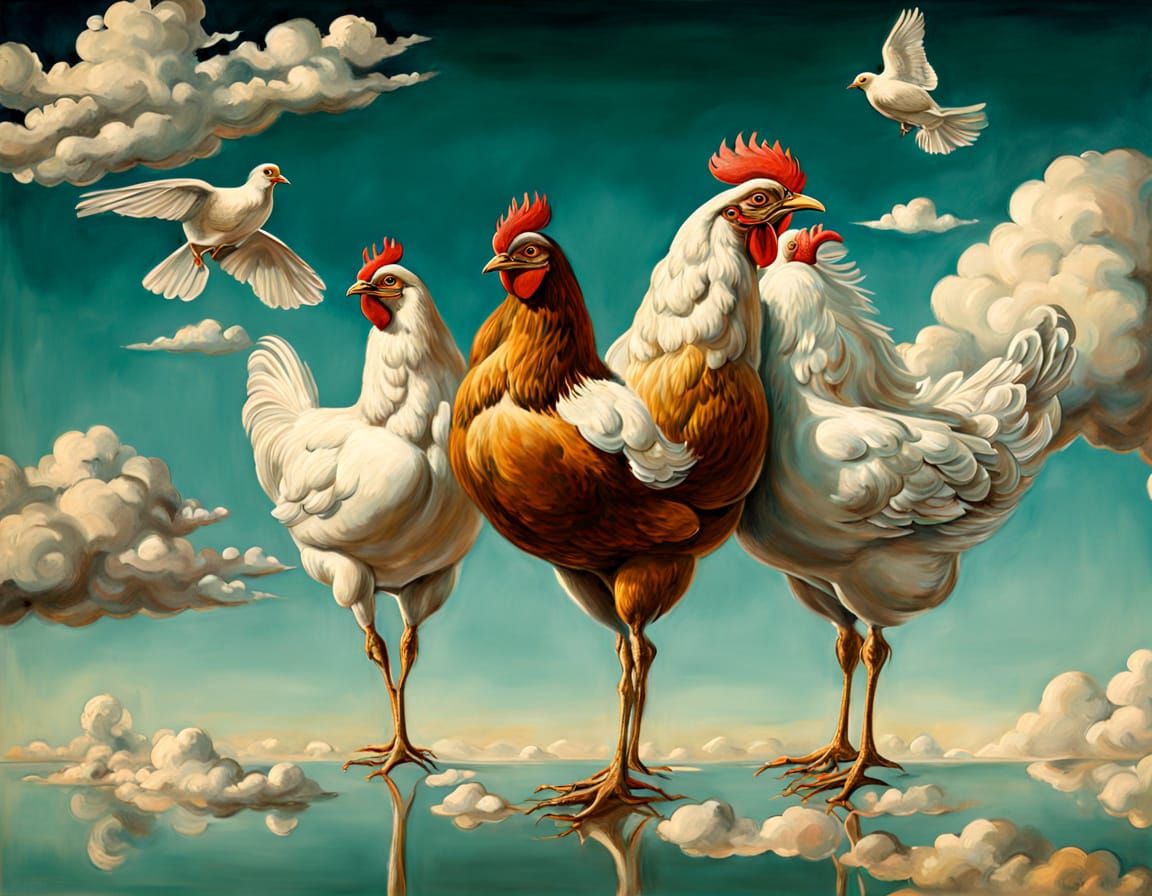 Surrealist Landscape with Steep Coastline and Dreamy Couple