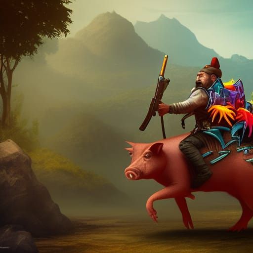 Hog Rider at Pride Parade: Detailed Matte Painting