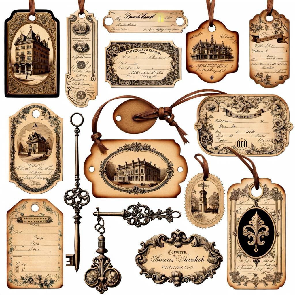 Ornate Vintage Ephemera Collection with Victorian Motifs