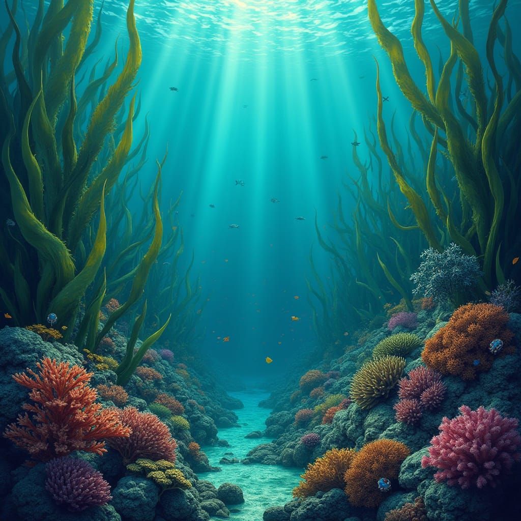 Luminous Ocean Reef Teeming with Aquatic Life