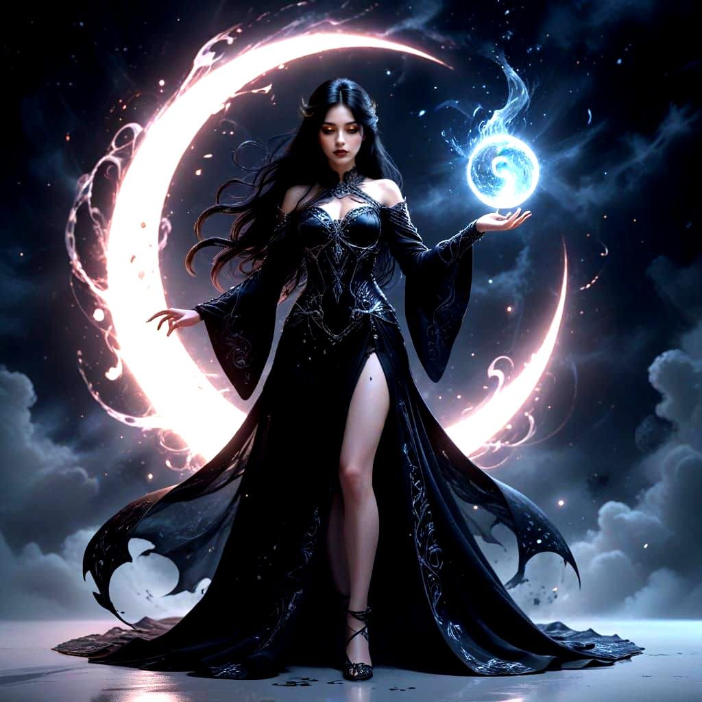 Gothic Sorceress Casting Spell in 3D Anime Art