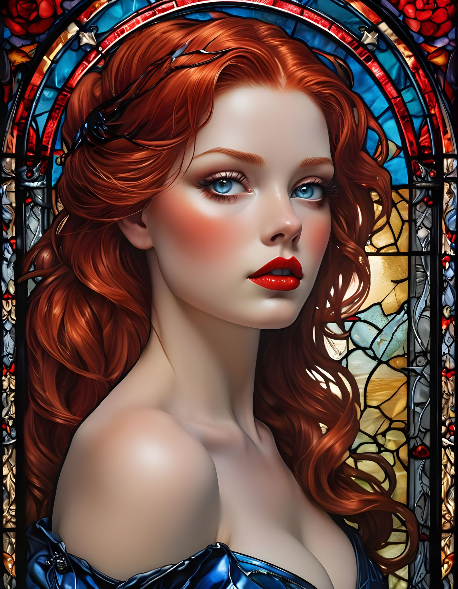 Stunning Medieval Pinup Goddess Amidst Vibrant Abundance