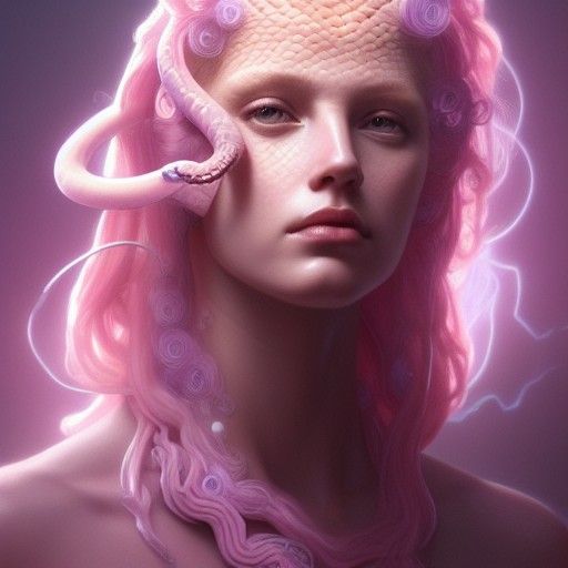 Medusa in Spacesuit: Detailed Digital Art Portrait