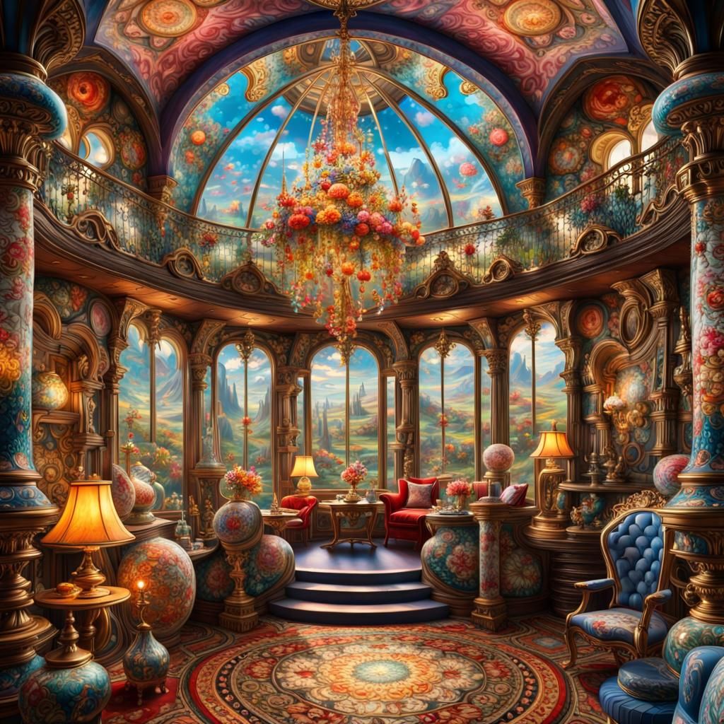 Maximalist Glass Shape Filled with Fantasy Wonder