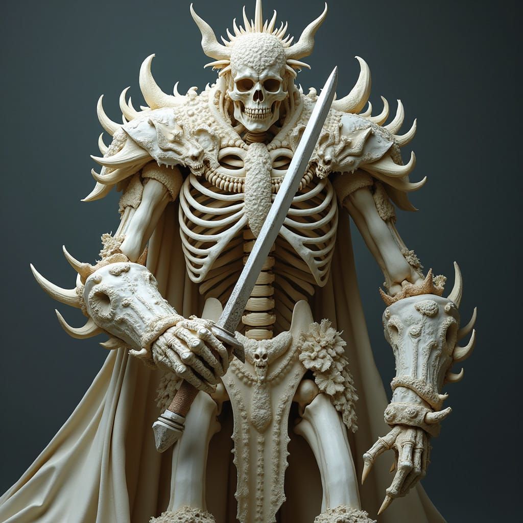 Skeletal Liche Wears Armor of Fractured Bones, Surrounded by...