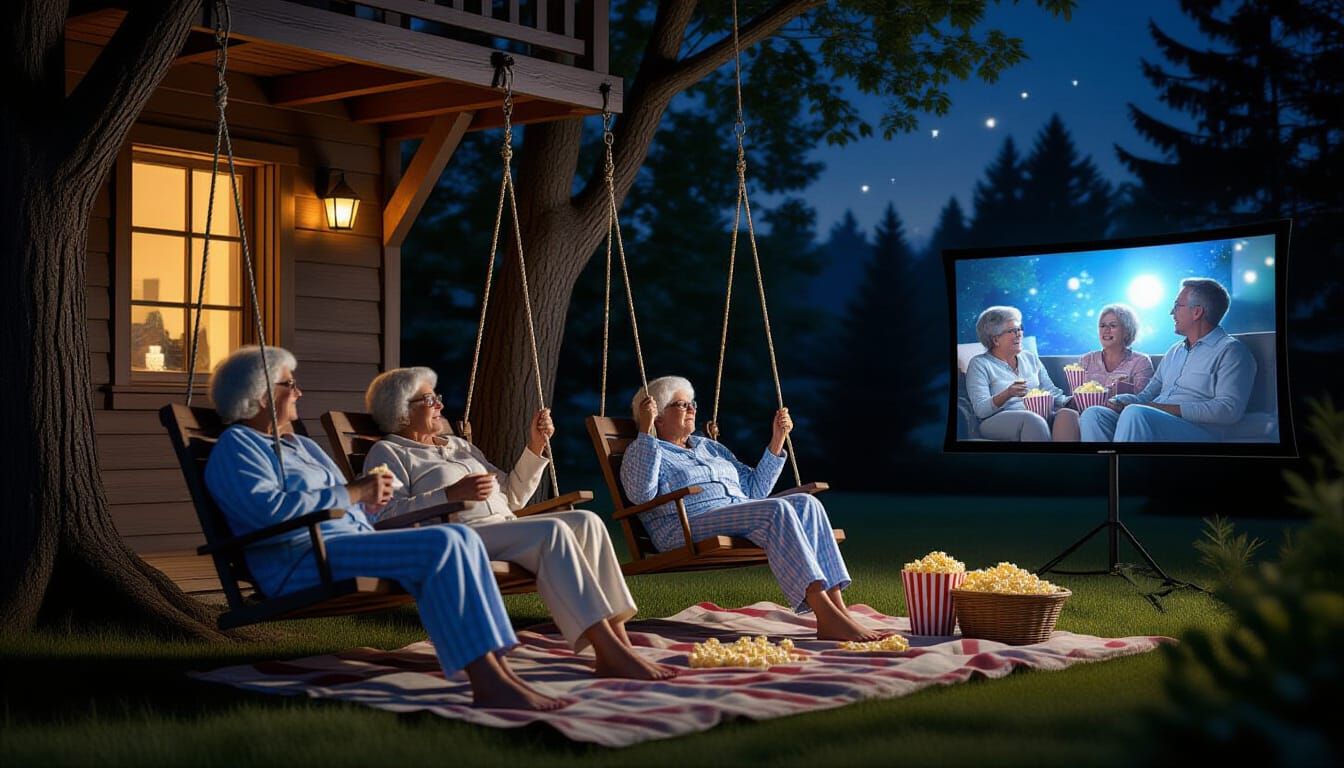 Photorealistic Nighttime Sleepover in a Treehouse