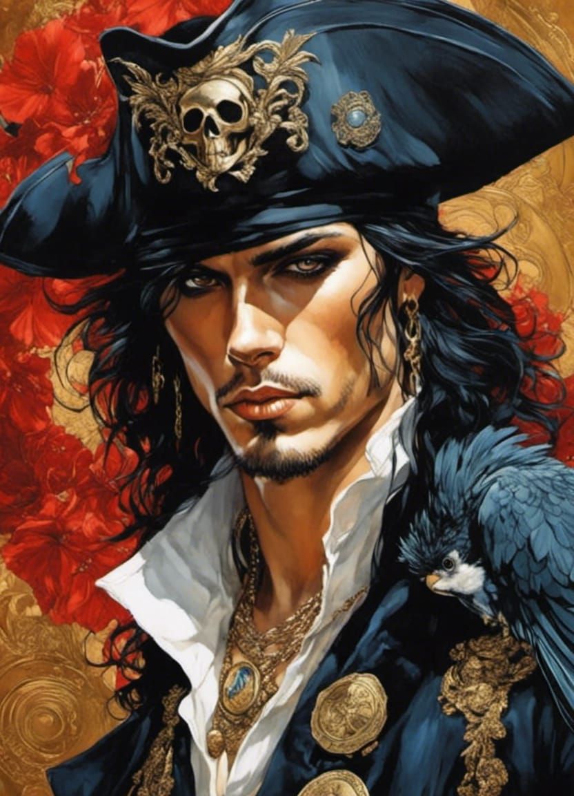 Disney Pirate Portrait with Gold Details