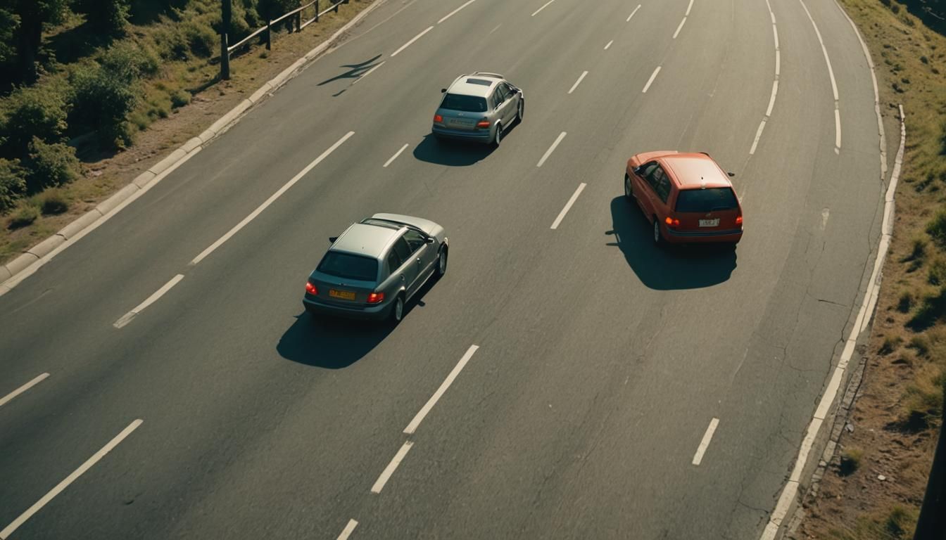 Dramatic Car Overtake on Sharp Bend