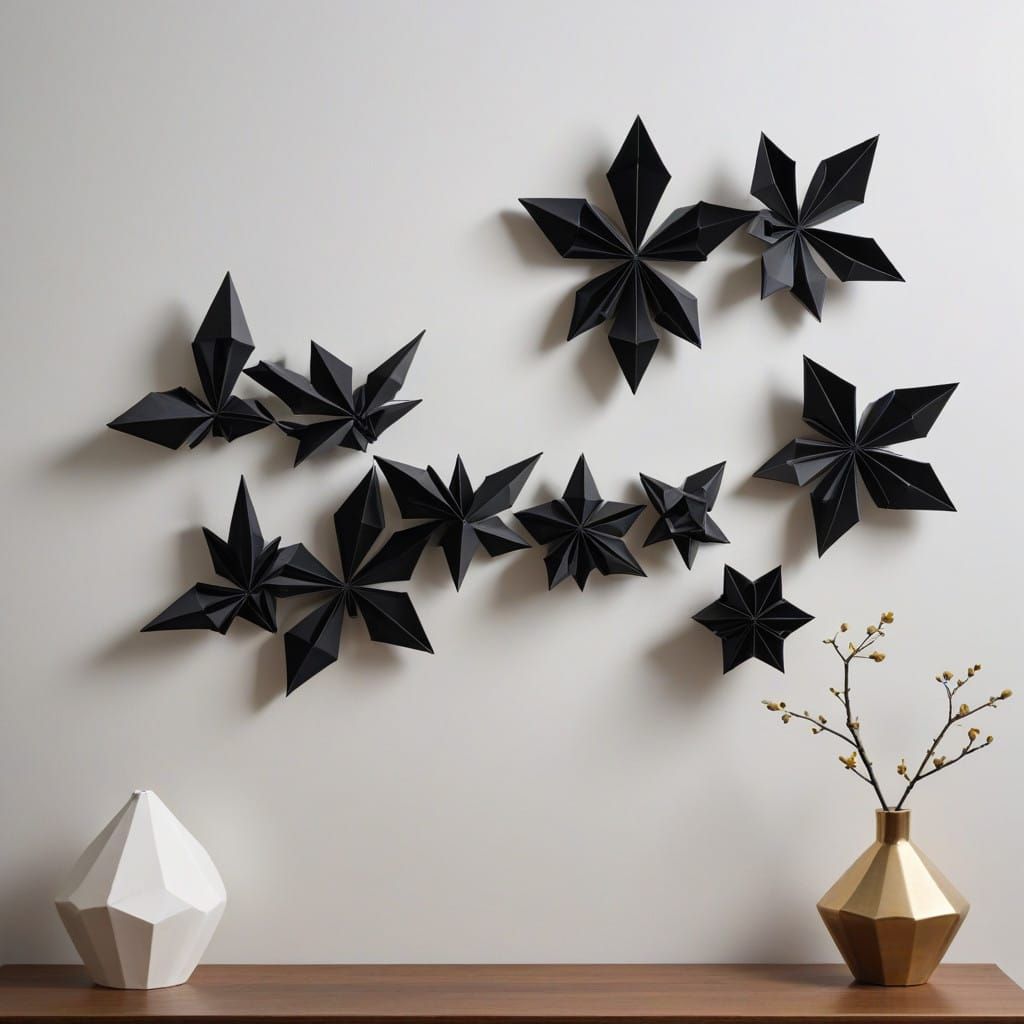 Origami Art on a Minimalist White Wall