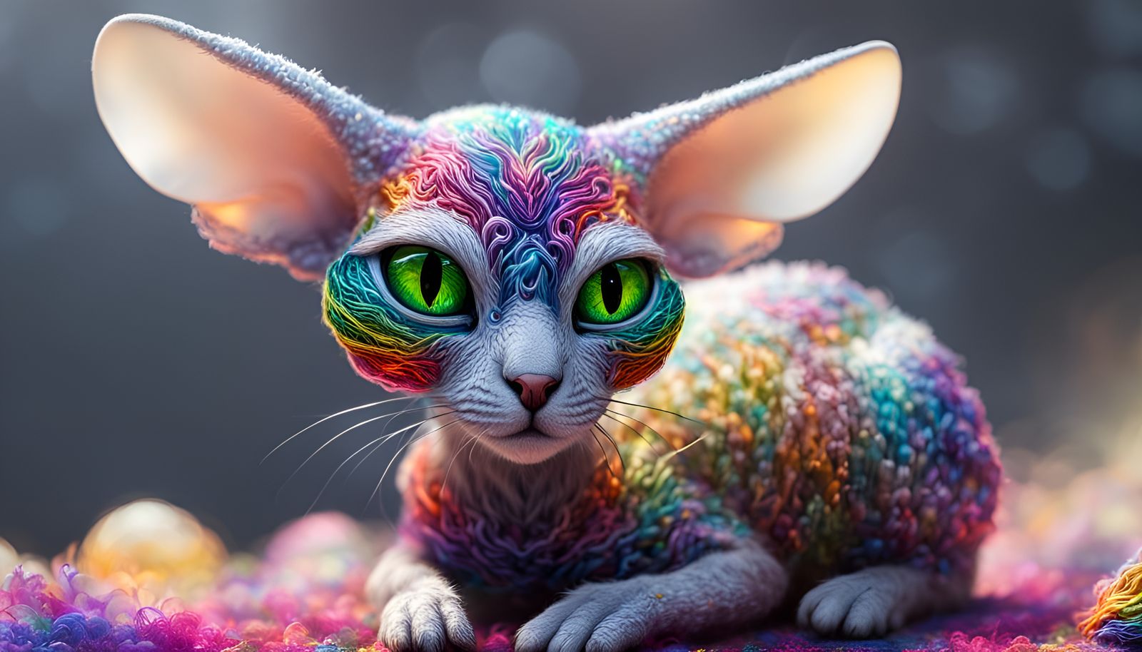 Psychedelic Quantum-Realm Creature in Vivid Colors