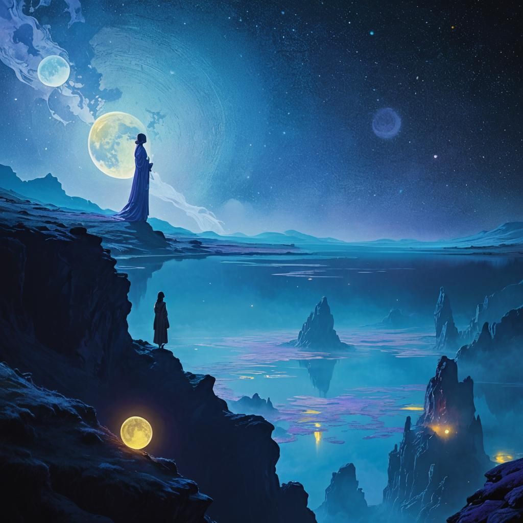 Woman in Alien Landscape: Double Exposure Art