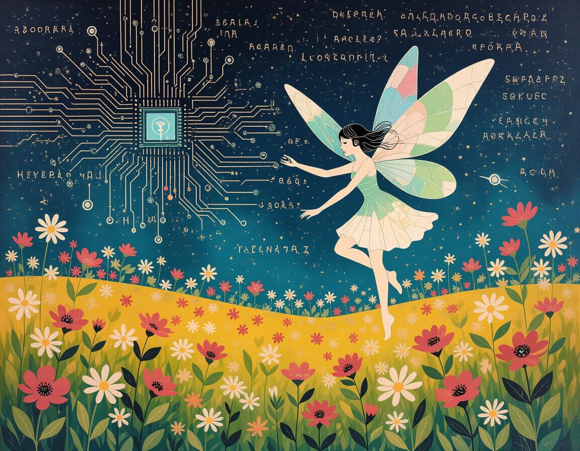 Teslapunk Fairies in Glitchcore Circuitry