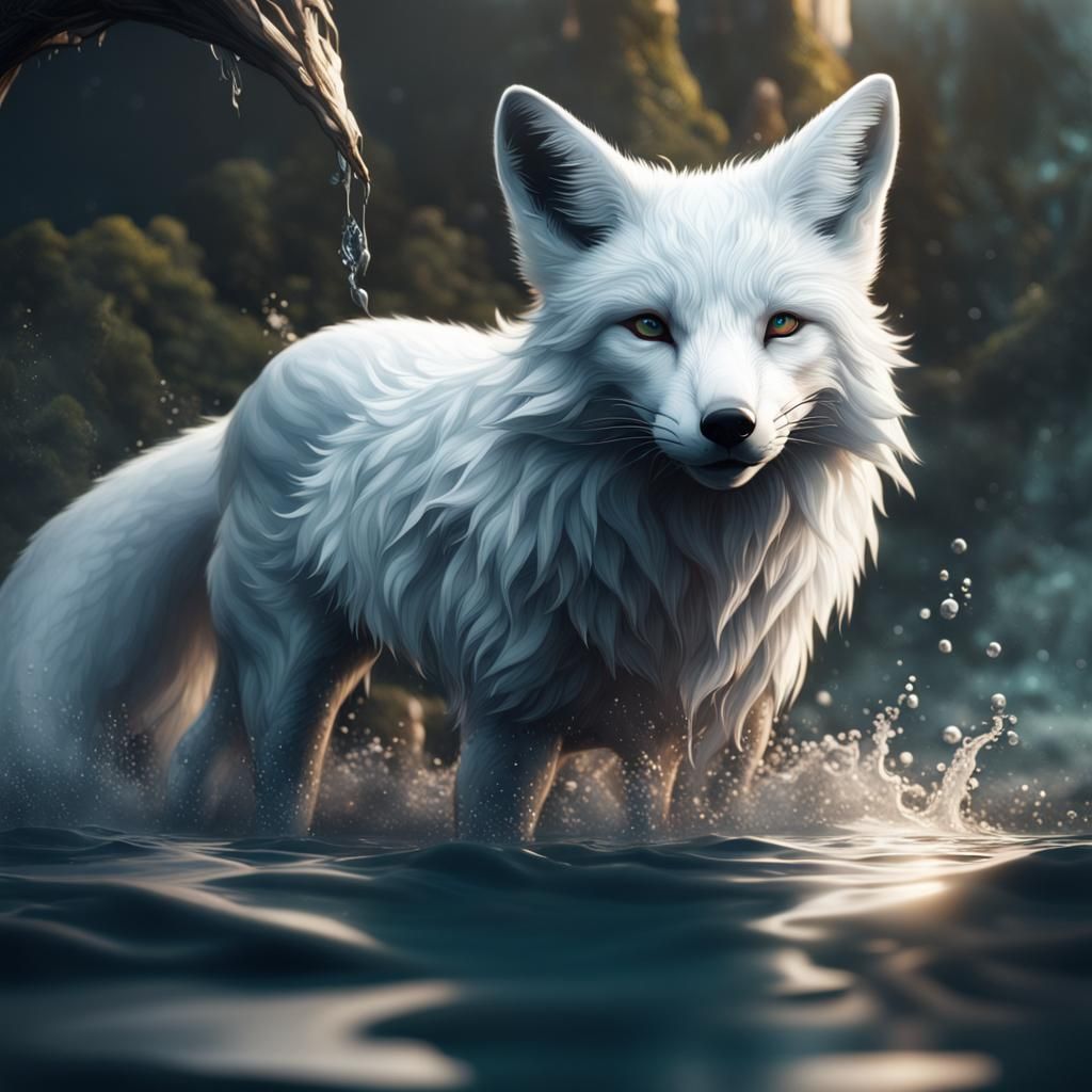Artistic White Fox Portrait in HD