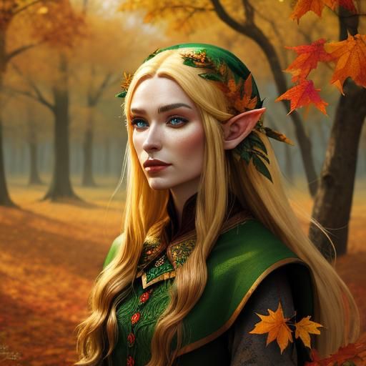 Elves in Autumnal Landscape: High-Definition Fantasy
