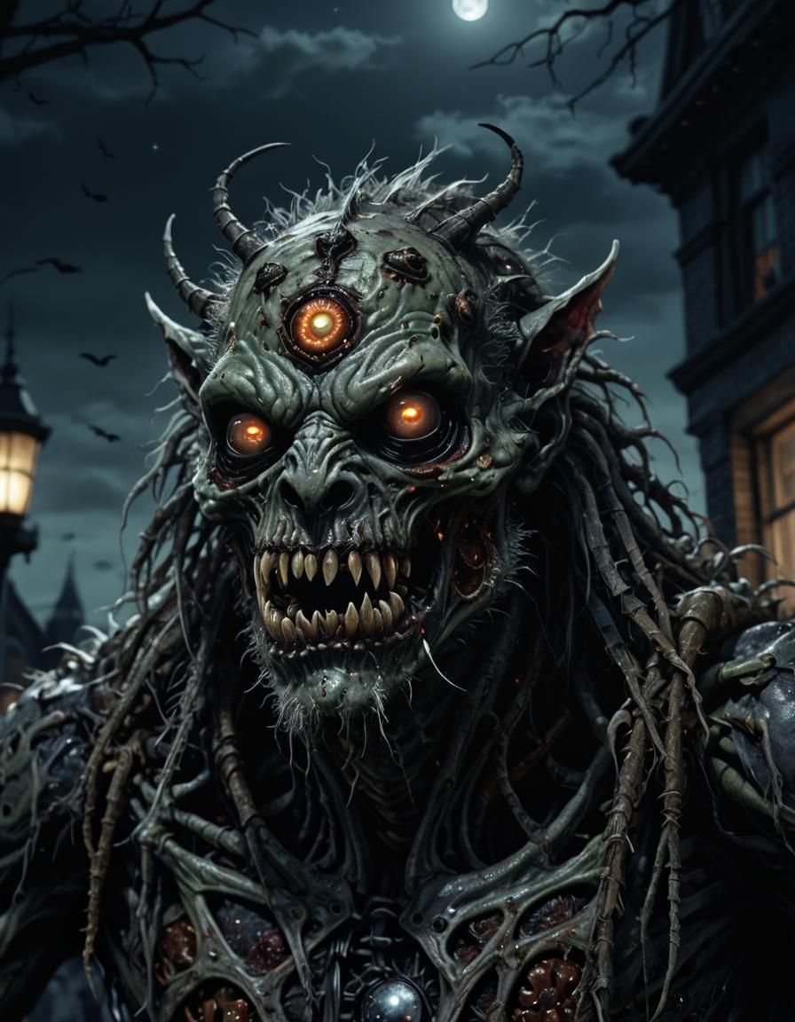 Disgusting Animalic Zombie in Dark Fantasy Horror Artwork