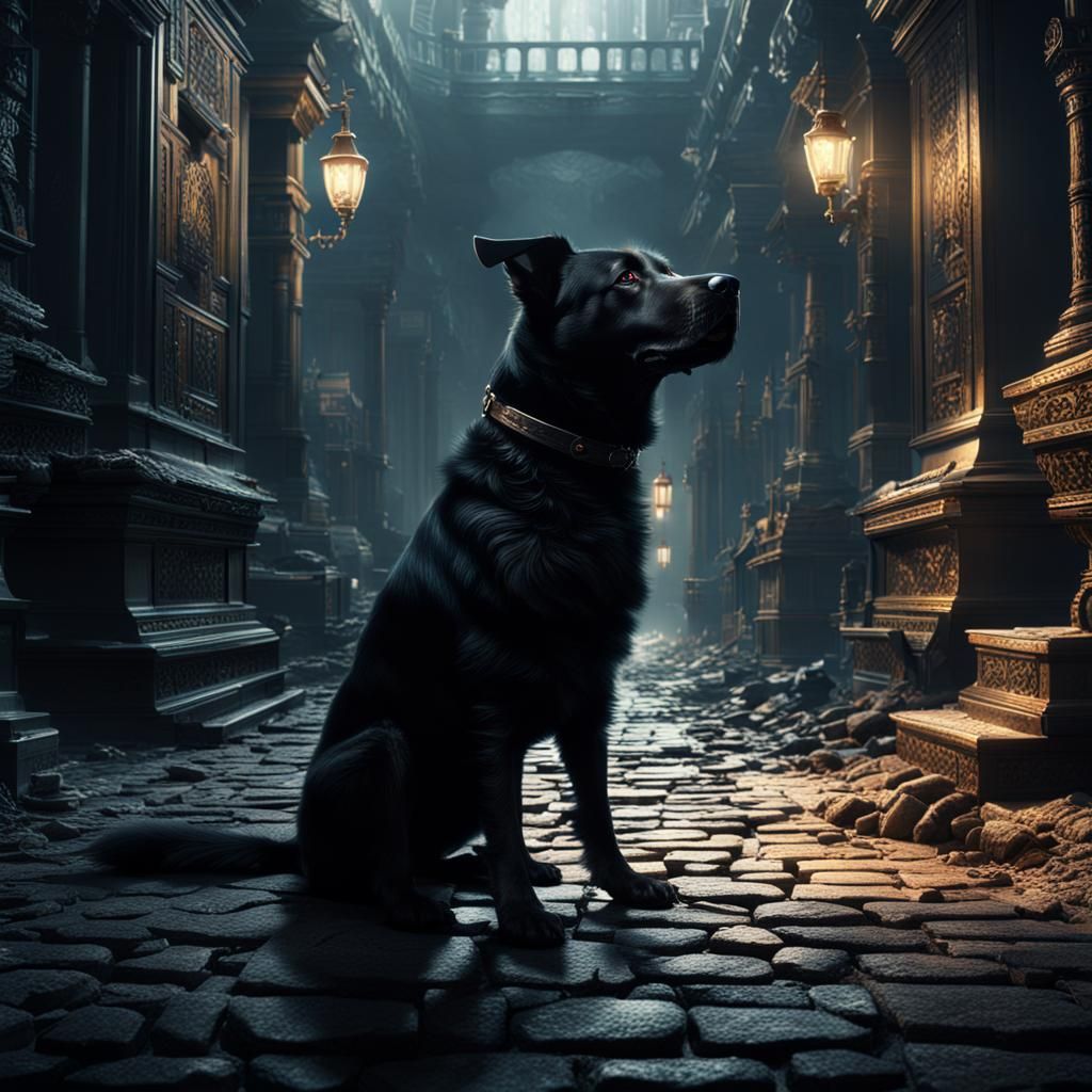 Dramatic Digital Painting of Shadow the Dog