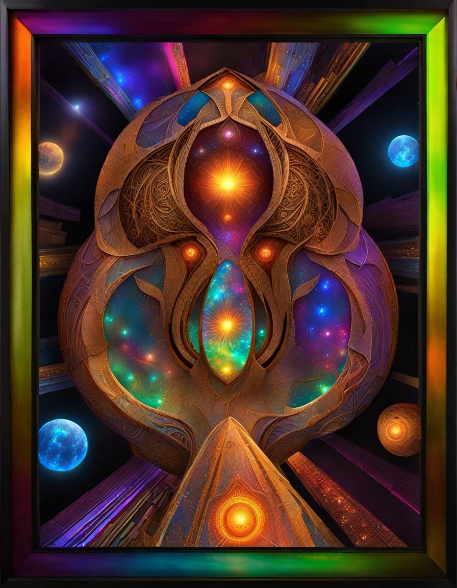 Holographic Astral Cosmic Illustration with Dramatic Lightin...