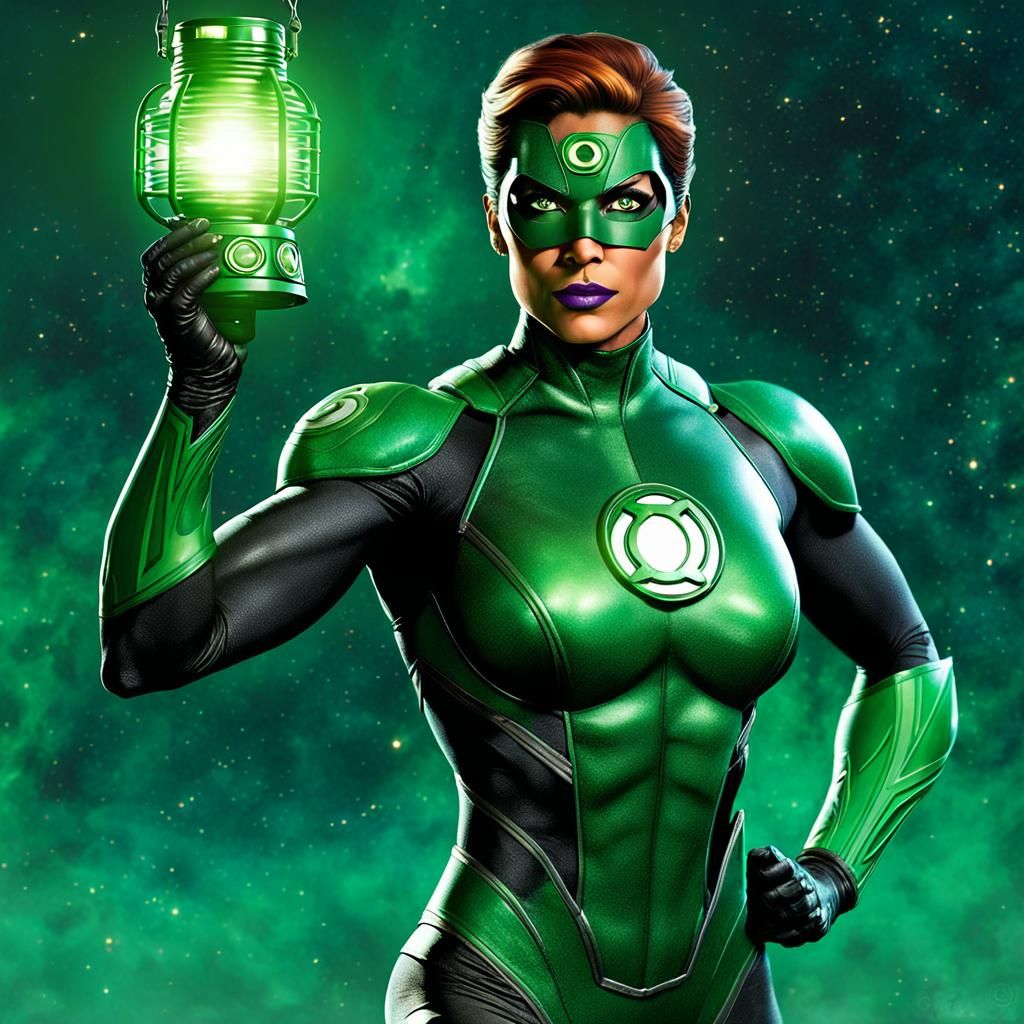 Powerful Green Lantern in Space with Antique Lantern