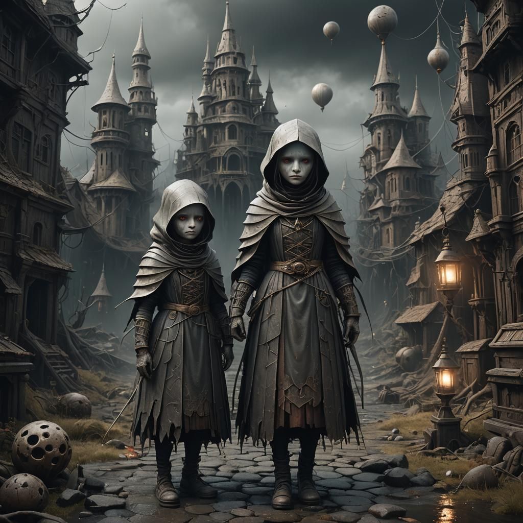 Two sisters in the style of Anton Semenov