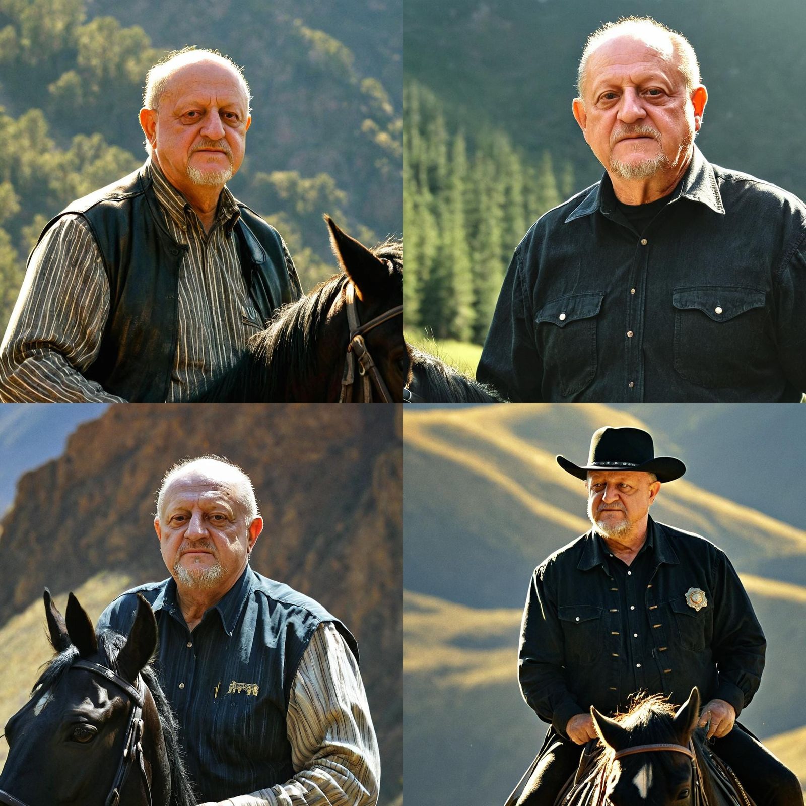 Cowboy Riding Horse in the Mountains