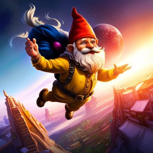 Gnomes Skydiving: Fantastical Matte Painting in Deep Color