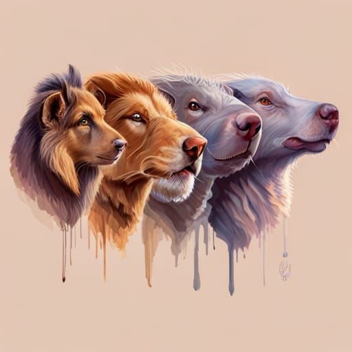 Hyperrealistic Animals Portrait with Colorful Background