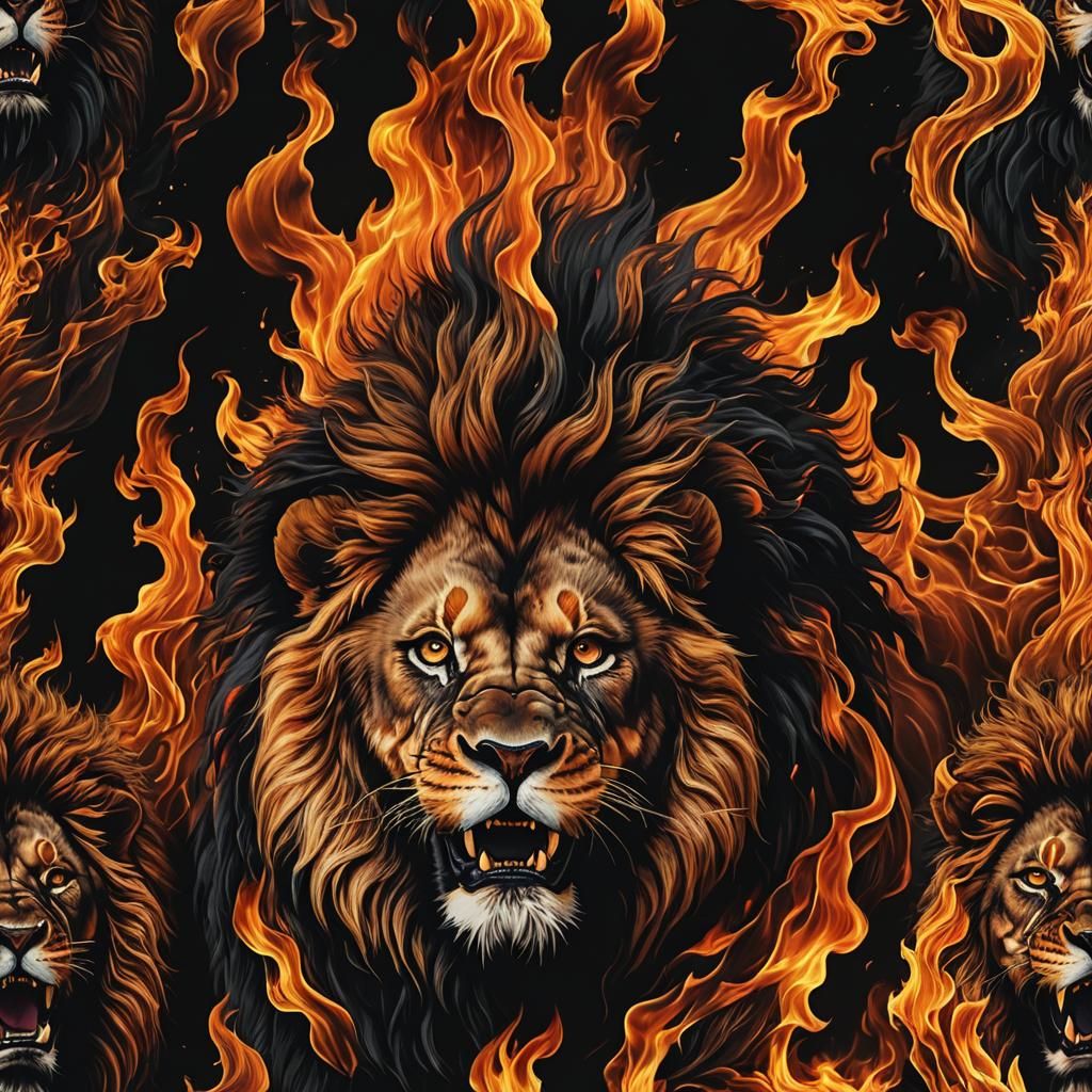 Lion Ablaze: A Vivid and Realistic Graphic